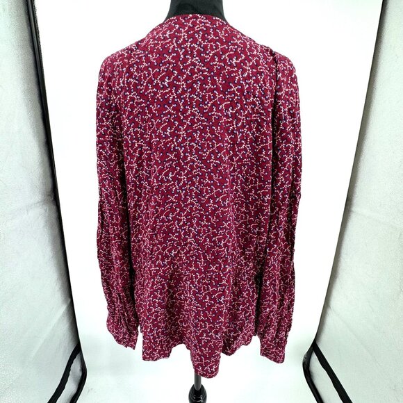 Talbots Tunic Top Womens Plus 2X Burgundy Wrap Shirt Floral Rayon Cottagecore - Picture 6 of 7